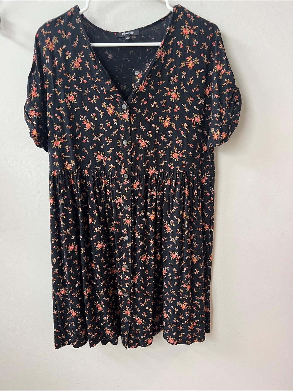 Madewell Black Dress with Floral Print